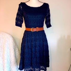 Navy Blue Lace Dress